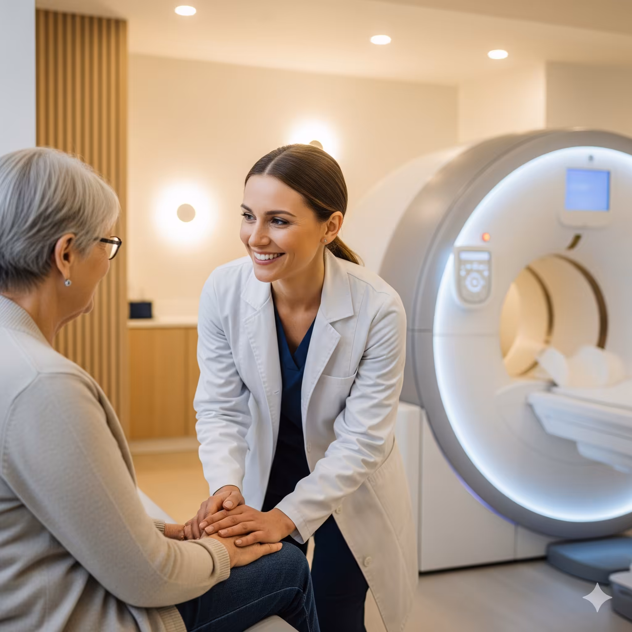 Radiologia, terapie. Dottoressa con assistito